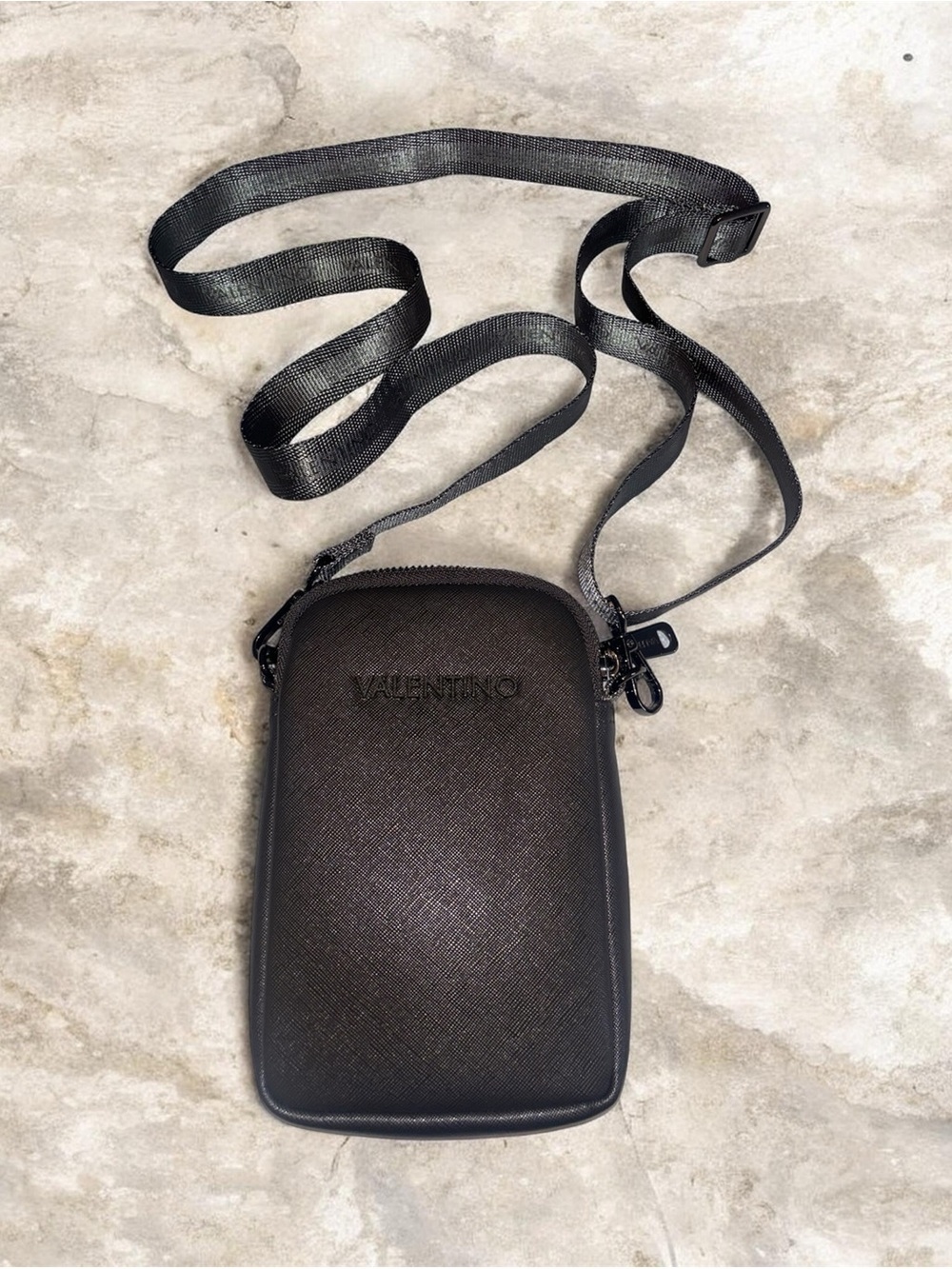 VALENTINO.  Dark Grey. Ivan Crossbody Phone Bag.  New.
